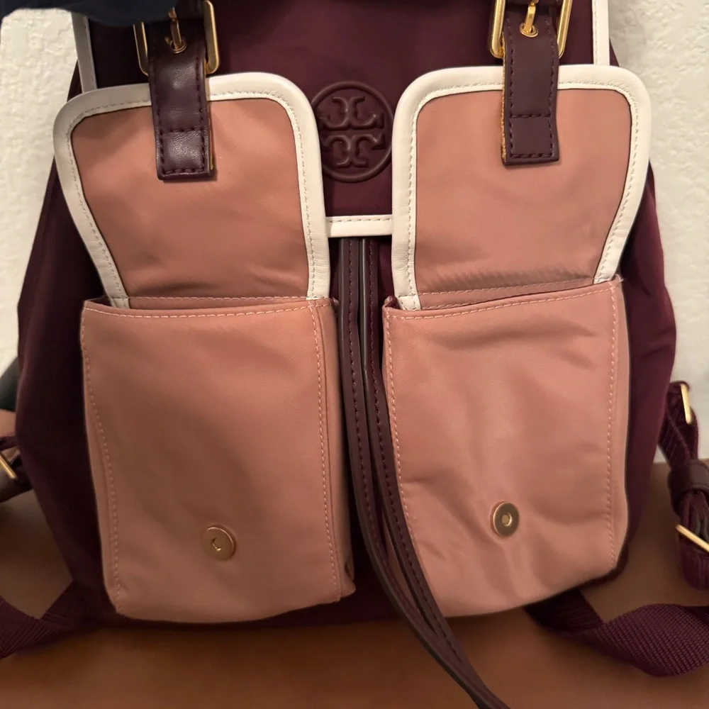 Tory Burch| EUC Burgundy and Pink Nylon Backpack - Picture 3 of 11